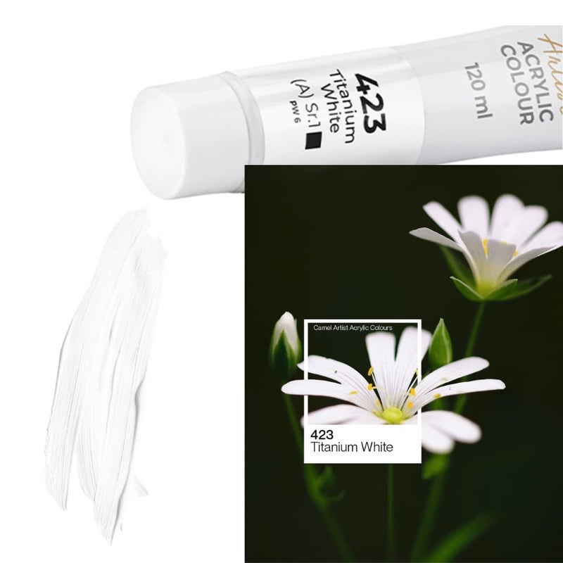 Camlin 423 Acrylic Finish Colour Tubes, White 120ml - Image 3