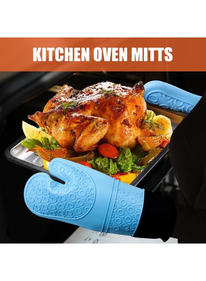 Extra Long Silicone BBQ and Baking Gloves with Soft Cotton Lining - Image 3