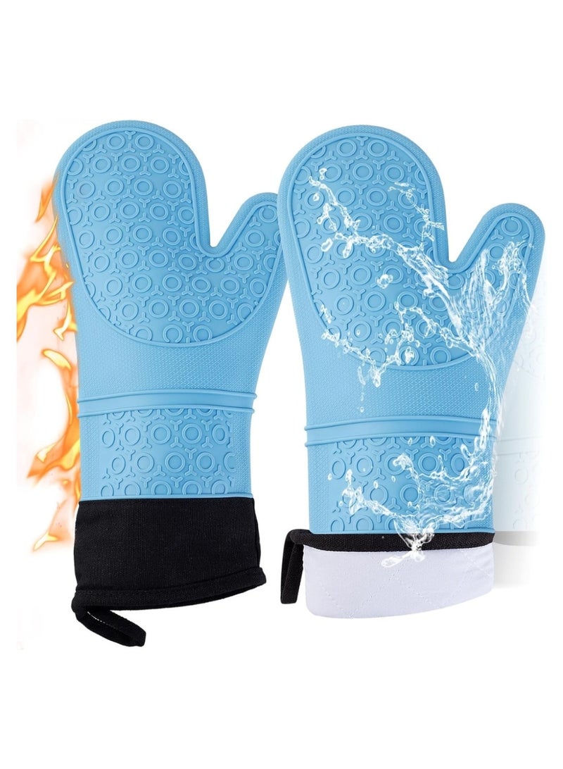 Extra Long Silicone BBQ and Baking Gloves with Soft Cotton Lining - Image 1