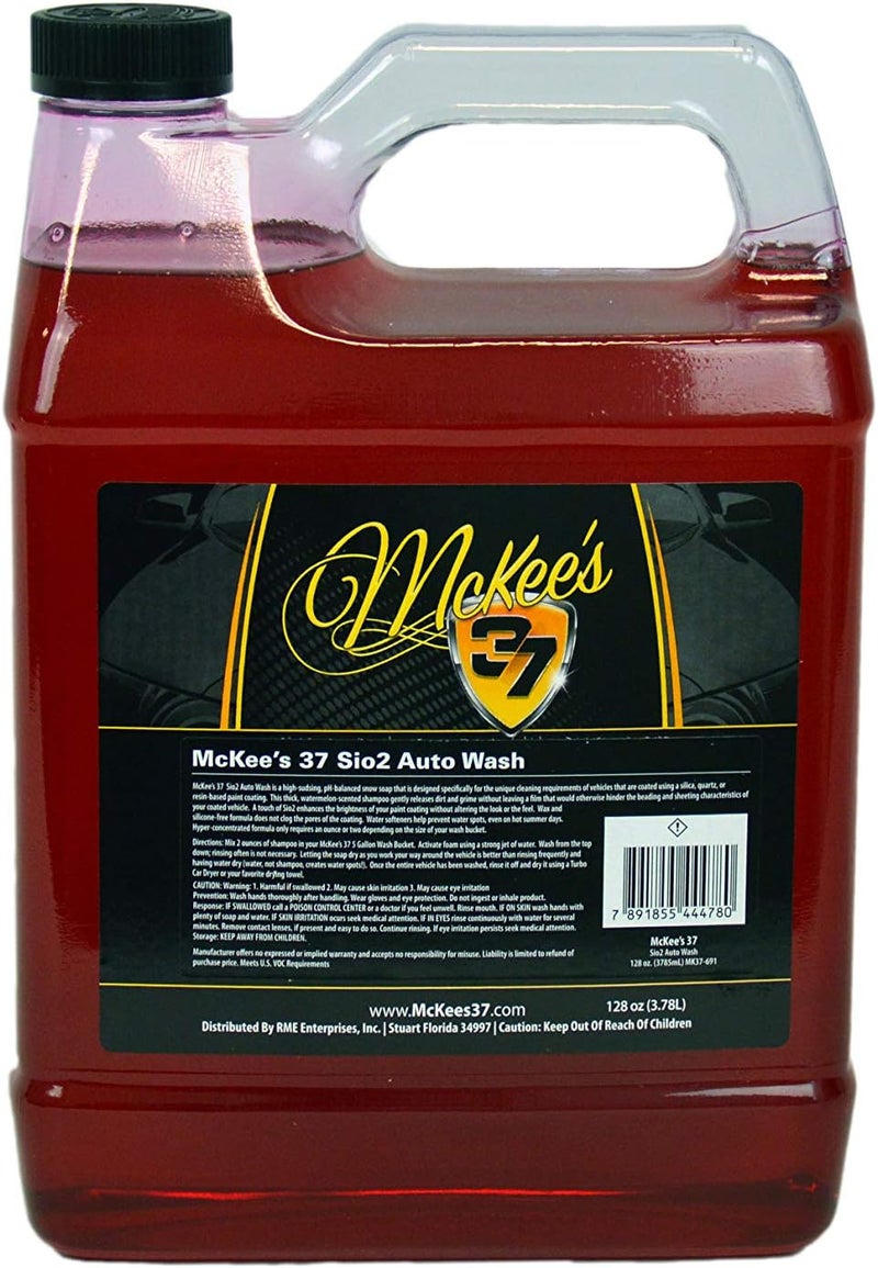 غسيل السيارات McKee's 37 Sio2، 128 أونصة - شامبو سيارات عالي الرغوة