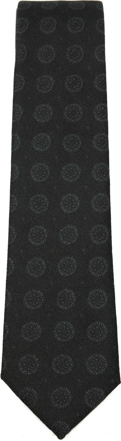 Tudors Classic Patterned Black Tie with Pocket Handkerchief