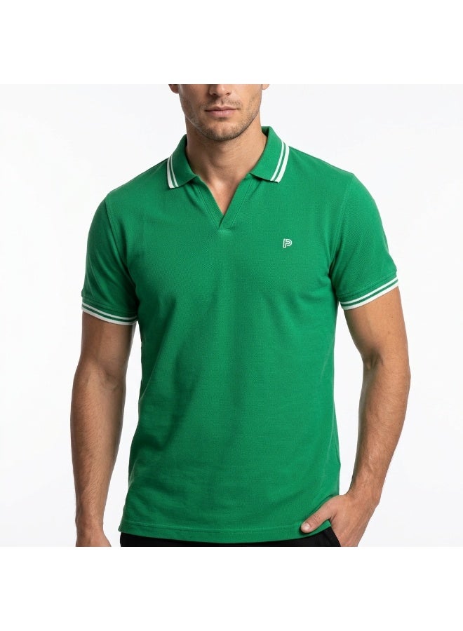 Pavone Short Sleeve Polo Shirt For Men's,Green - Image 2