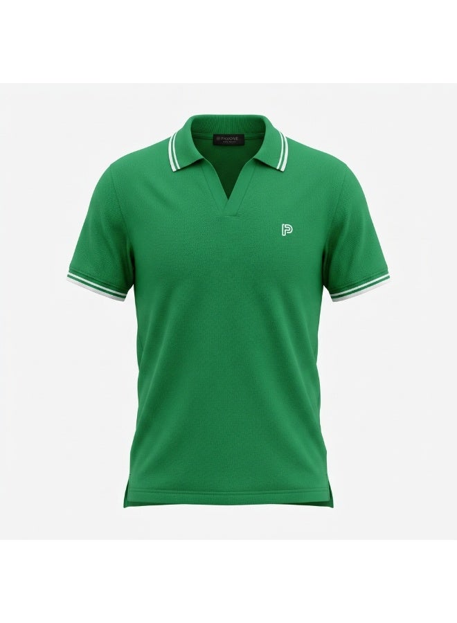 Pavone Short Sleeve Polo Shirt For Men's,Green - Image 3