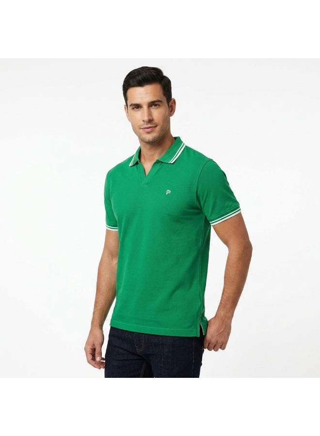 Pavone Short Sleeve Polo Shirt For Men's,Green - Image 1