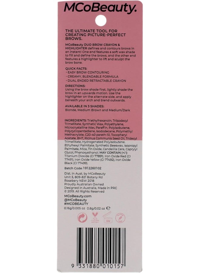 MCoBeauty قلم حواجب مكو بيوتي ثنائي مع هايلايتر - متوسط-داكن للنساء 0.02 أونصة حواجب - Image 2