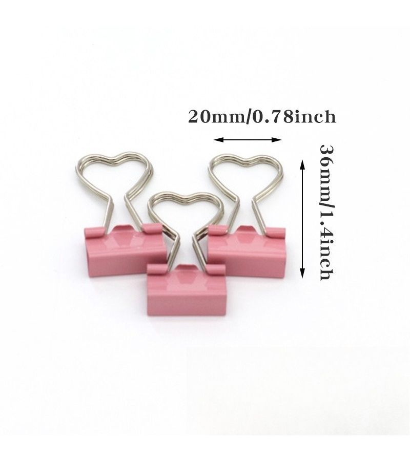 5 Pink Heart Shaped Binder Clips for Organizing Files Photos School Office - Image 5