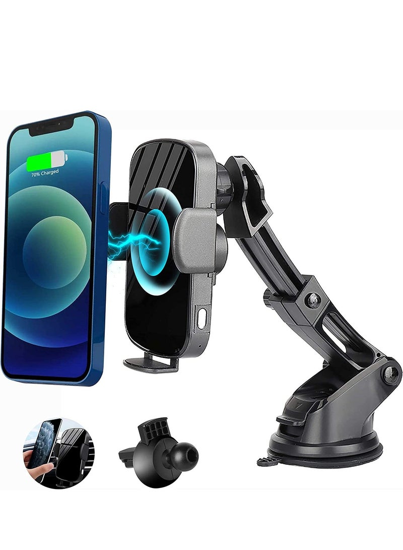 Yesido [Upgraded Version] 15W Wireless Car Charger, Fast Charging Auto-Clamping Air Vent Car Phone Holder Compatible with iPhone 13/12/11/XR, Samsung S21/S20/S10/S9/S8 - Image 1