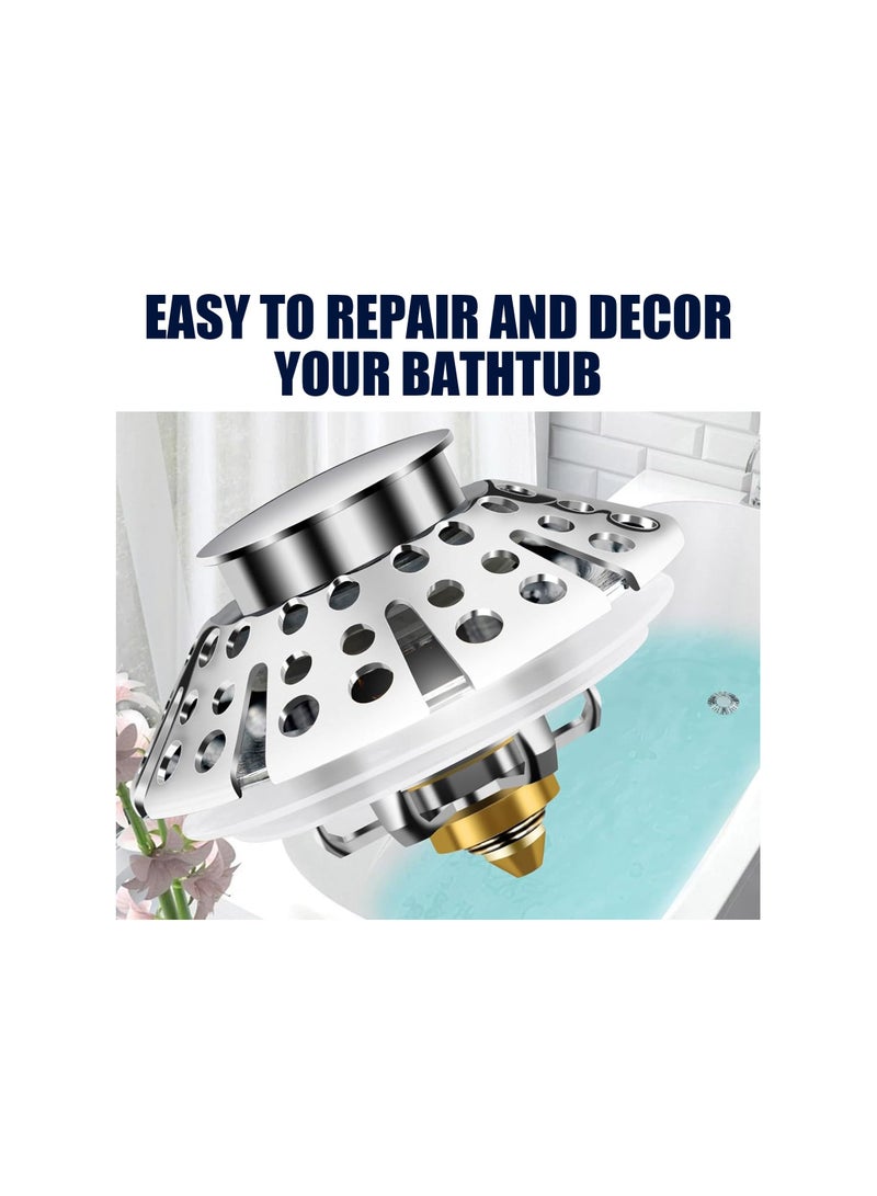 SOLARAE Pop Up Bathroom Sink Drain Strainer, Silver Universal 3-in-1 Sink Stopper for Bath Tub Drain Hole (1-3/8" to 2"), Sink Plug Bathtub Drain Strainer, with Shower Bathtub Hair Catcher, Plug Stopper Cover - Image 4