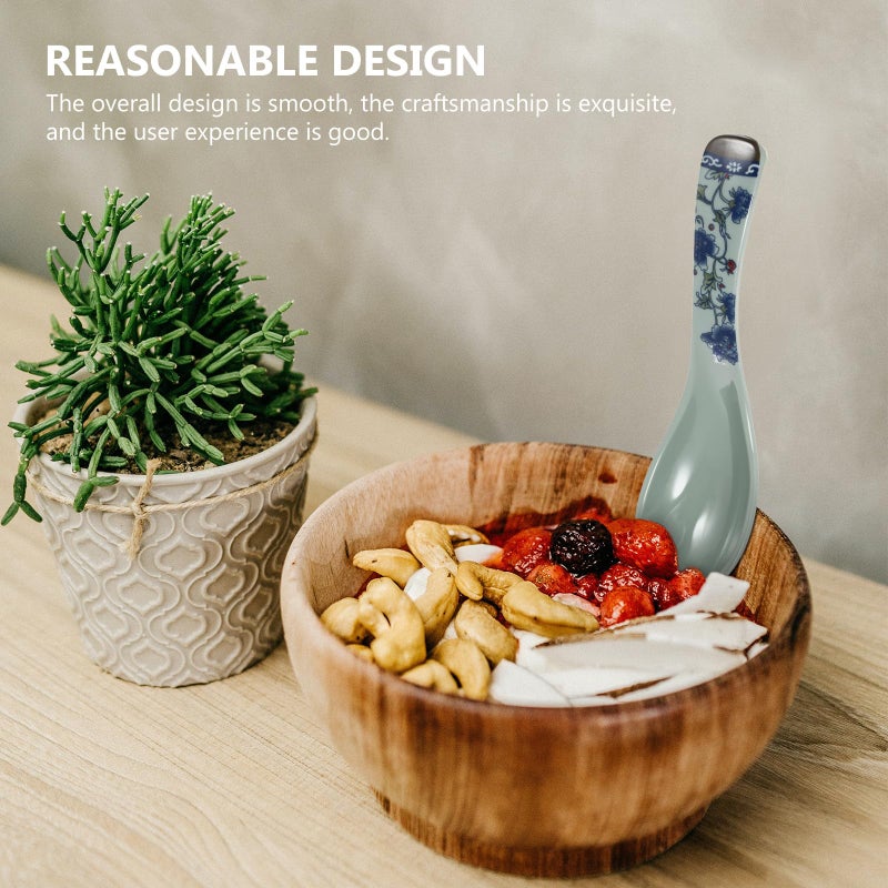 6Pcs Blue Floral Porcelain Soup Spoons Ceramic Stirring Spoons for Home and Restaurant Tableware Set - Image 5