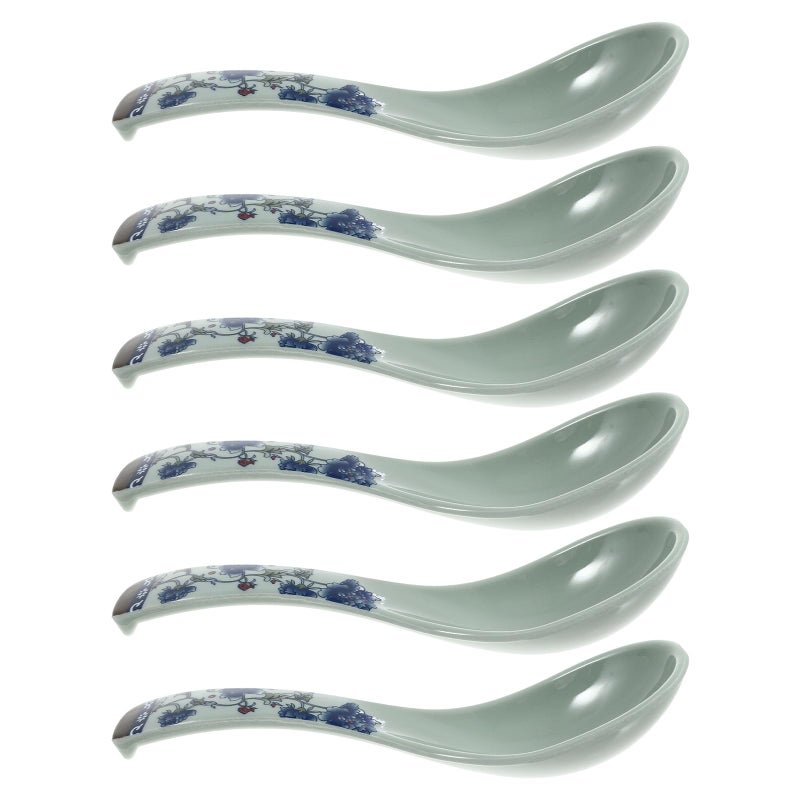 6Pcs Blue Floral Porcelain Soup Spoons Ceramic Stirring Spoons for Home and Restaurant Tableware Set - Image 2