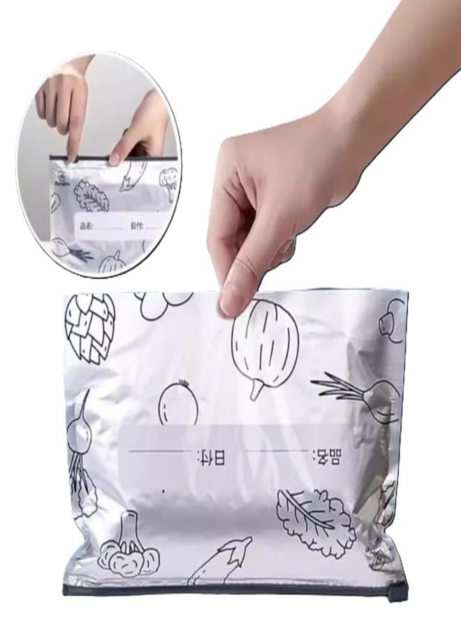 CoolKraft Reusable Aluminum Foil Zipper Seal Storage Bags, Leak-Proof Food Storage. Refrigerator ready for all kinds of food items. Total Qty-(20) - Image 3