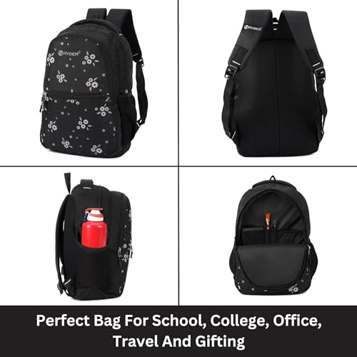 HYDER Blossom 25L Latest Cute and Stylish School Bag for Girls - Perfect for School, College, Office, Travel and Tution Durable School bags for Kids And Women | Perfect Girls Bag (Black) - Image 3