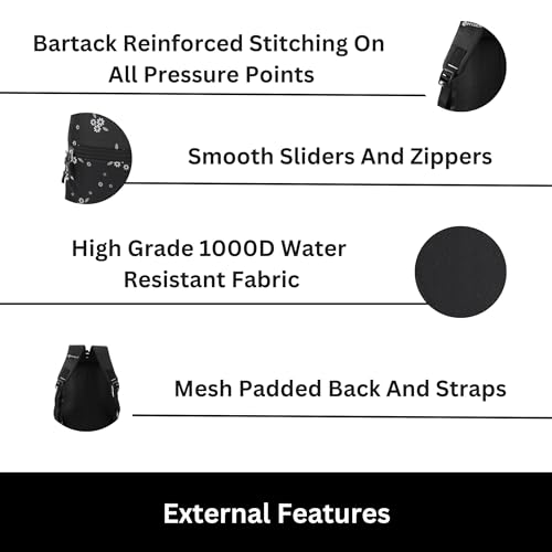 HYDER Blossom 25L Latest Cute and Stylish School Bag for Girls - Perfect for School, College, Office, Travel and Tution Durable School bags for Kids And Women | Perfect Girls Bag (Black) - Image 5