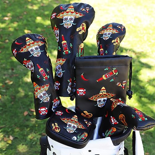 Acebirdie Golf Club Head Cover 3 Wood Headcover Sugar Skull (for Hybrid(1pcs)) - Image 2