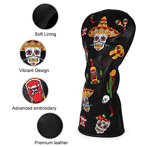 Acebirdie Golf Club Head Cover 3 Wood Headcover Sugar Skull (for Hybrid(1pcs)) - Image 5