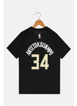 Nike Kids Boy Nike x NBA Crew Neck Short Sleeves Training T-Shirt, Black  - Image 2