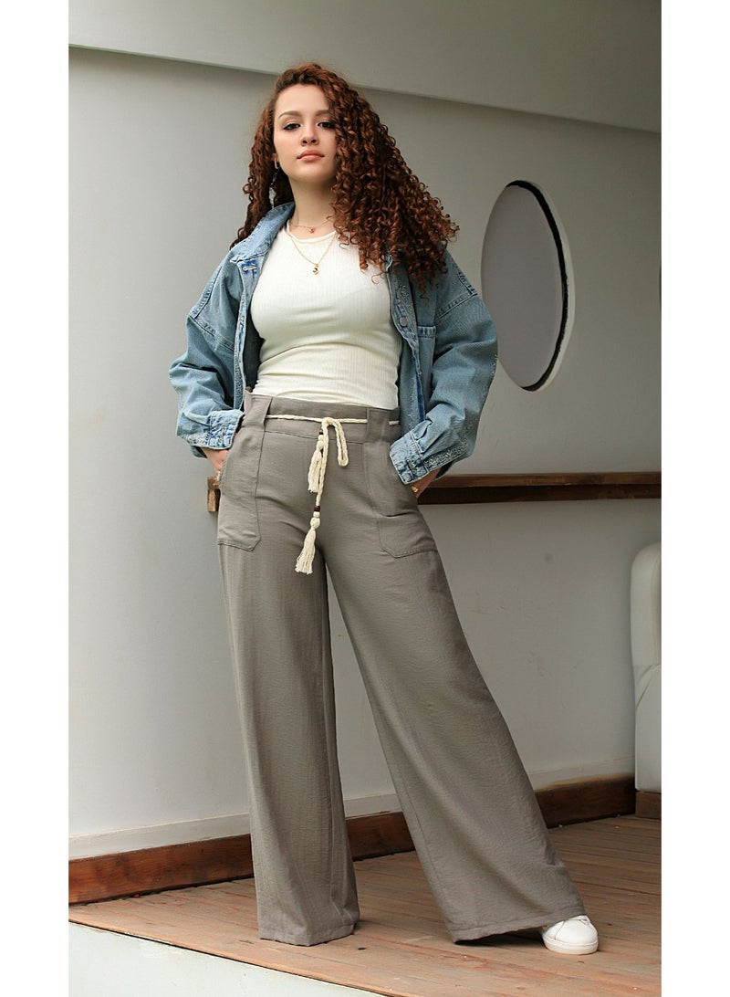 Ship Master Women's Wide-Leg Pants with Drawstring Waist and Front Pockets – Stylish & Comfortable (Pants Only)  - Image 2