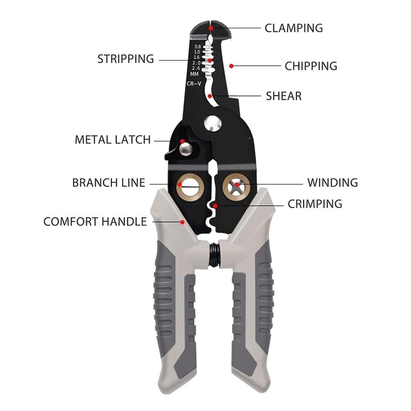 DKEXL Wire Stripper and Cutter Pliers Tools For Electricians 6in1 Multifunctional Wire and Cable Stripping Cutting Winding Crimping Precision Stainless Stee Hand Tool - Image 2