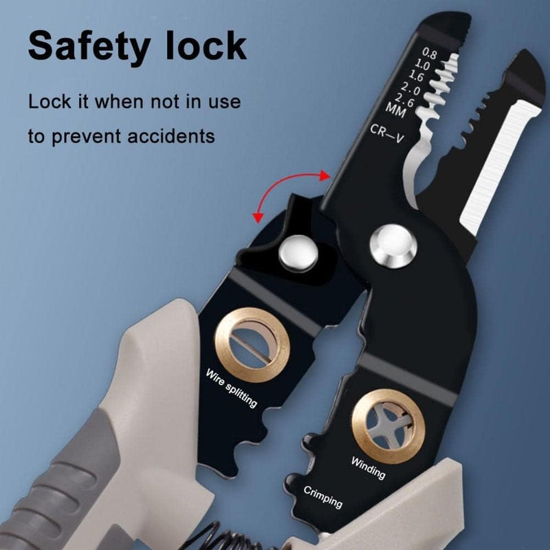 DKEXL Wire Stripper and Cutter Pliers Tools For Electricians 6in1 Multifunctional Wire and Cable Stripping Cutting Winding Crimping Precision Stainless Stee Hand Tool - Image 5