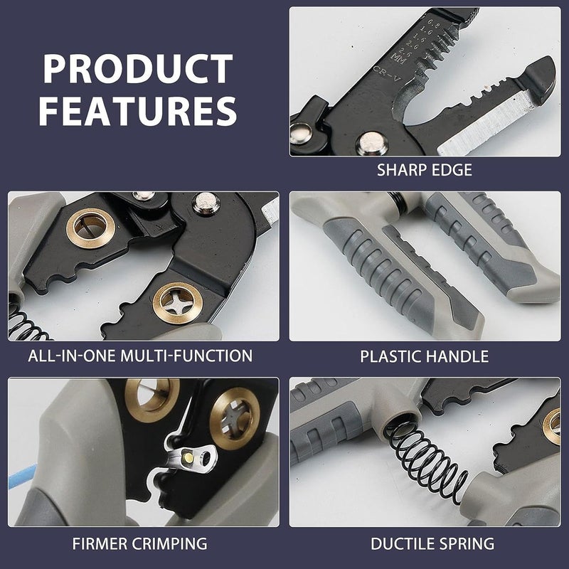 DKEXL Wire Stripper and Cutter Pliers Tools For Electricians 6in1 Multifunctional Wire and Cable Stripping Cutting Winding Crimping Precision Stainless Stee Hand Tool - Image 4