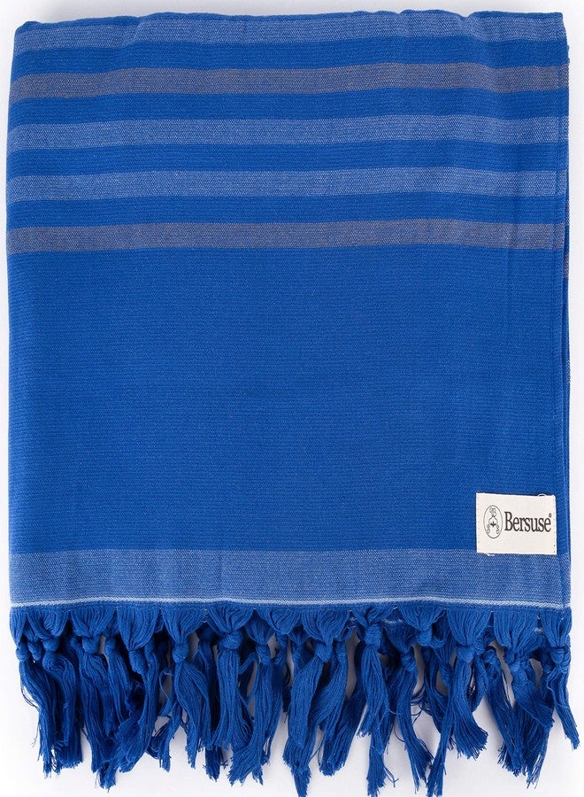 Bersuse 100% Cotton Tripolis Terry Peshtemal Turkish Towel Bath Towel Beach Towel Lighweight Quickdry Absorbent - 35x67 Inches, Navy - Image 3