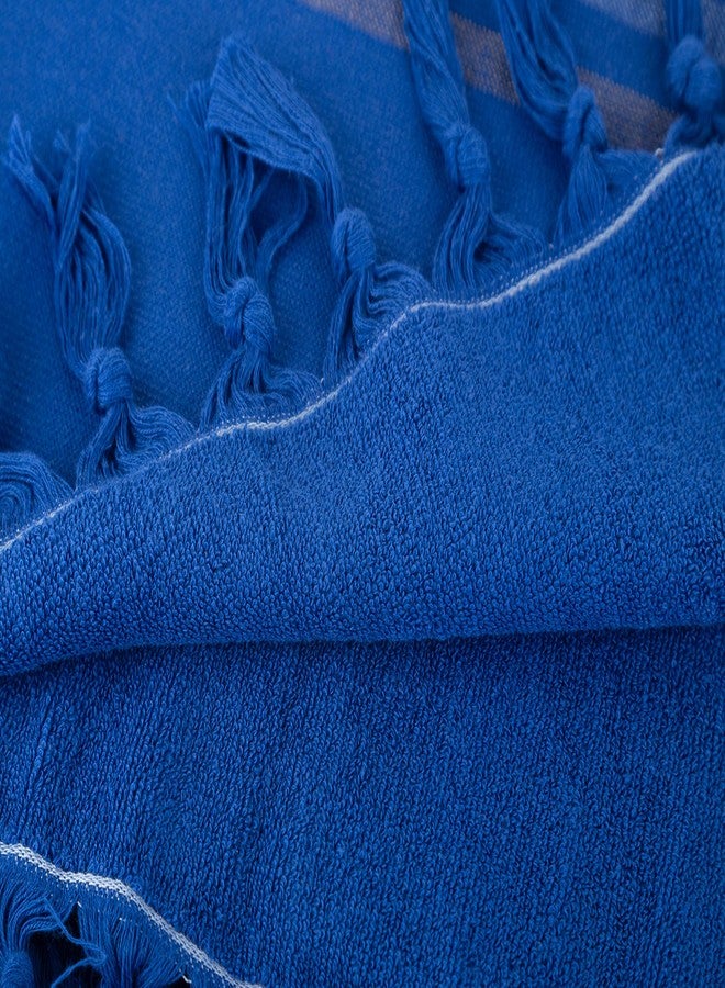 Bersuse 100% Cotton Tripolis Terry Peshtemal Turkish Towel Bath Towel Beach Towel Lighweight Quickdry Absorbent - 35x67 Inches, Navy - Image 5