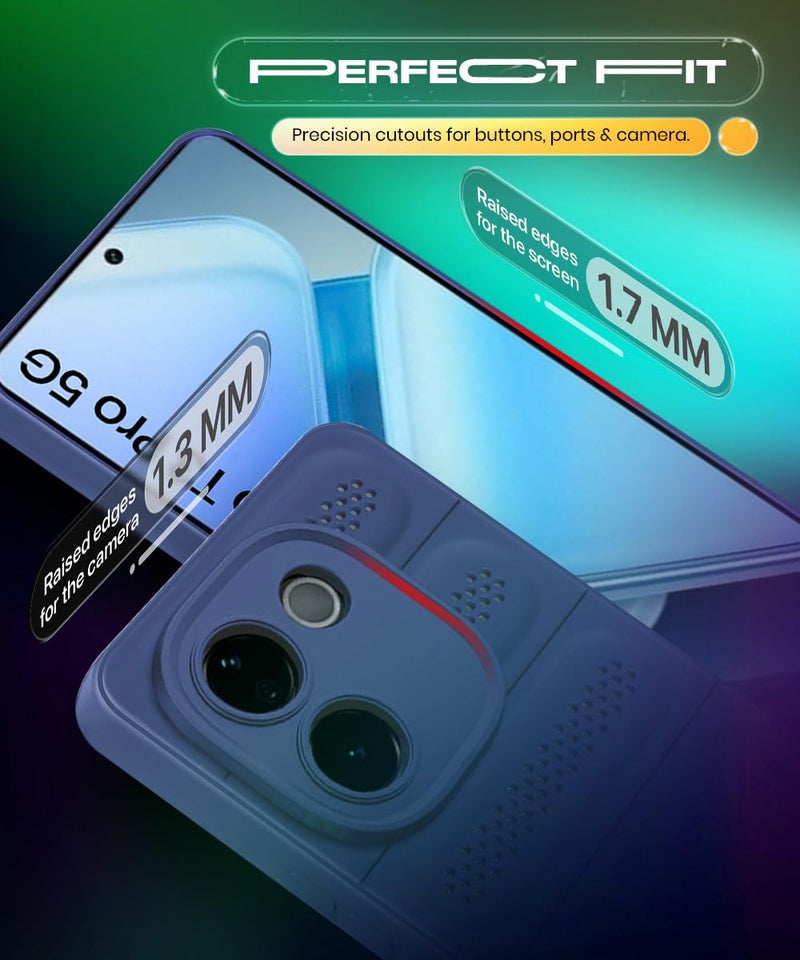 WOW IMAGINE Ultimate Silicone Back Cover Case for iQOO Z9s Pro 5G | Vivo T3 Pro 5G | Heat Dissipation Thin Soft TPU | 360° Camera Protection | Breathable Cooling Holes – Deep Blue - Image 5