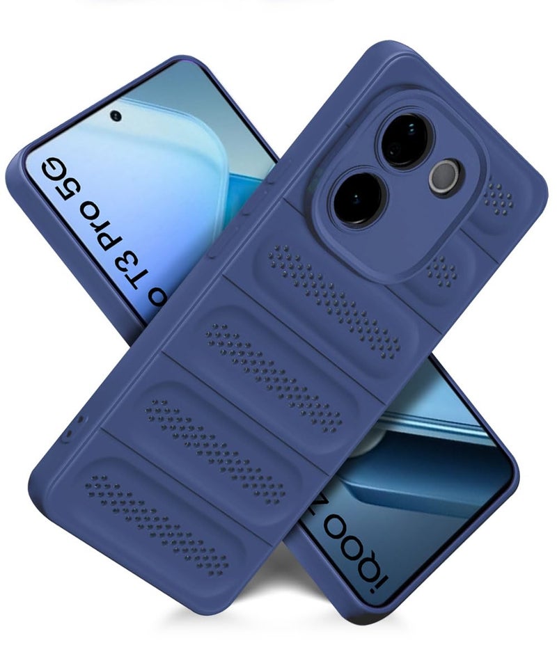 WOW IMAGINE Ultimate Silicone Back Cover Case for iQOO Z9s Pro 5G | Vivo T3 Pro 5G | Heat Dissipation Thin Soft TPU | 360° Camera Protection | Breathable Cooling Holes – Deep Blue - Image 2