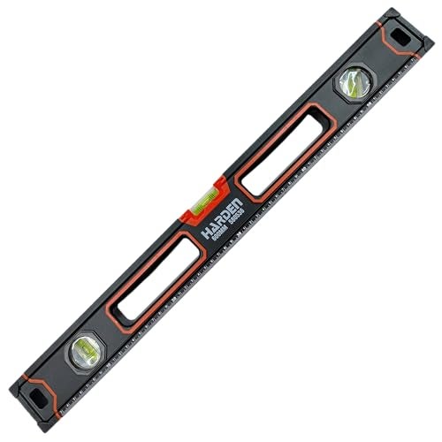 Harden 600mm Spirit Level with Magnetic Base, Heavy Duty Aluminium Frame Body, Rubber Handle - 580536 - Image 1