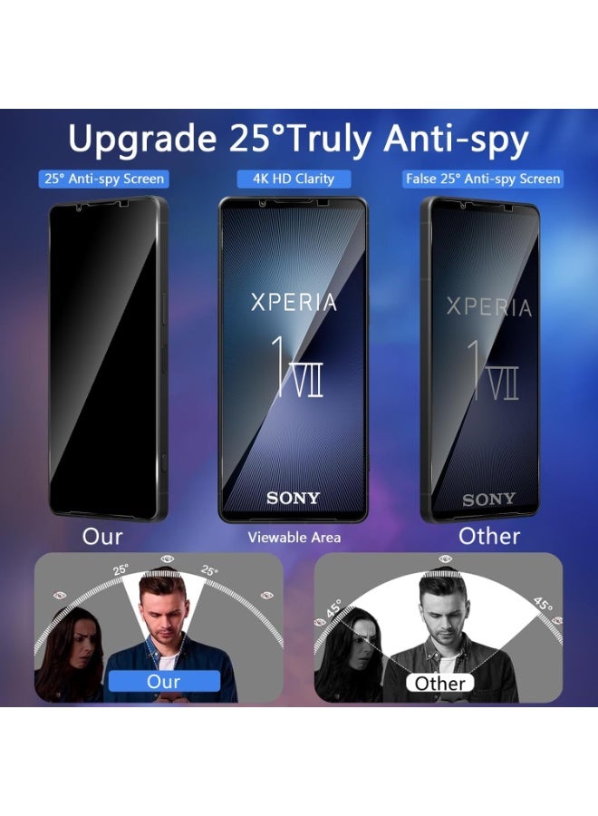 general [2 Pack] Privacy Tempered Glass Compatible with Sony Xperia 1 VII (7th Gen) 2025, Anti-Spy Screen Protector, 9H Hardness Anti-Scratch, Bubble-Free Tempered Glass - Image 2