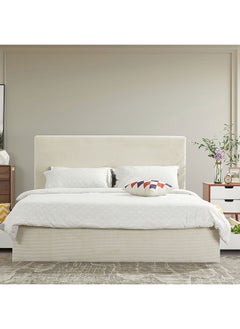 DANUBE HOME Danube Home Wesley King Bed With 4 Drawers Sturdy Modern Design Wooden Double Bed Frame Furniture L 218 x W 192 x H 121 cm Light Beige  - Image 1