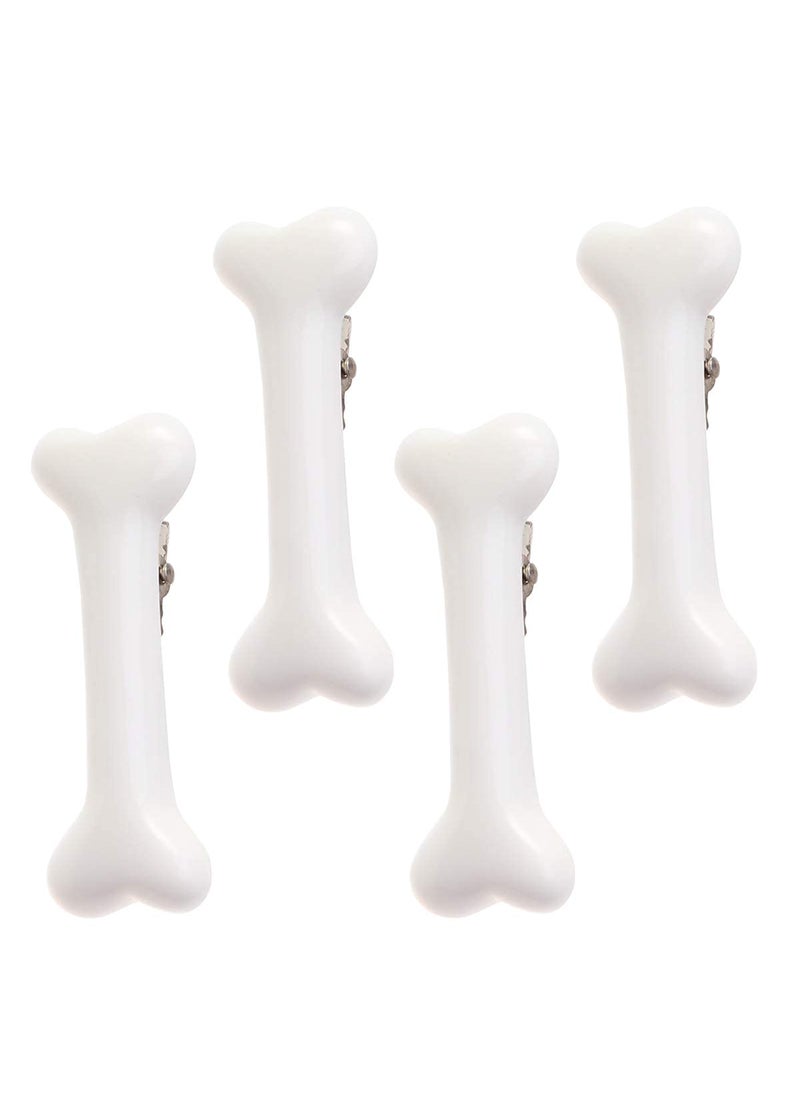 Beaupretty - Beaupretty 4 Pieces Halloween White Dog Bone Hair Clips Artificial Dog Bone Hairpins Alligator Barrettes Halloween Hair Accessories for Women Girls - Image 1