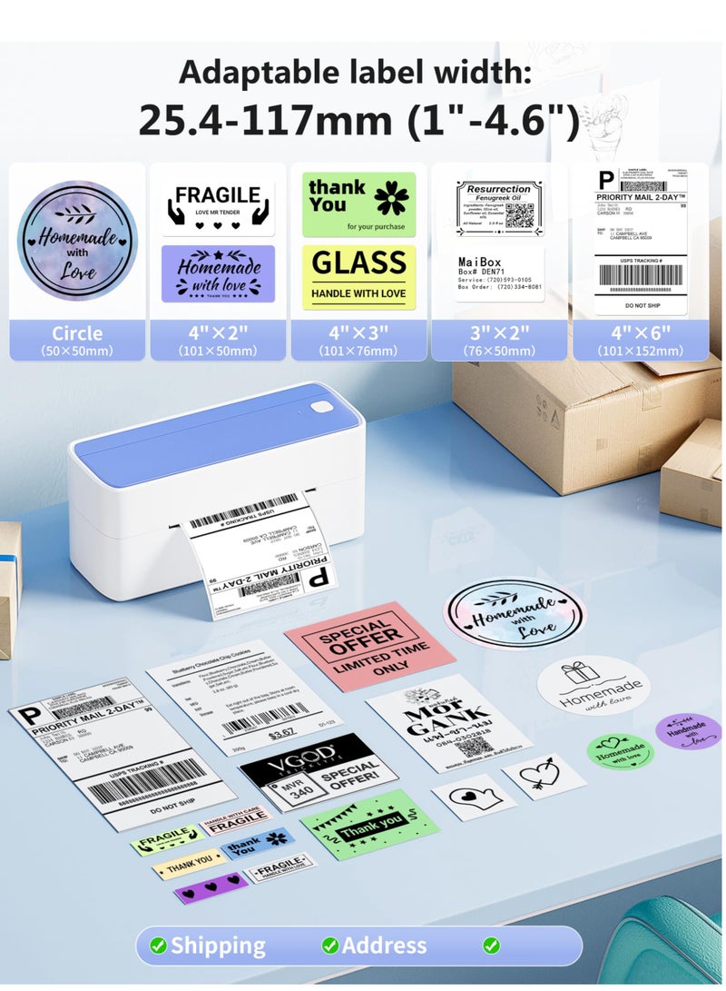 phomemo 241-BT Bluetooth Thermal Label Printer, Wireless Shipping Label Printer for Small Business, Label Printer for Shipping Packages, Compatible with iPhone, Android (White Blue ) - Image 2