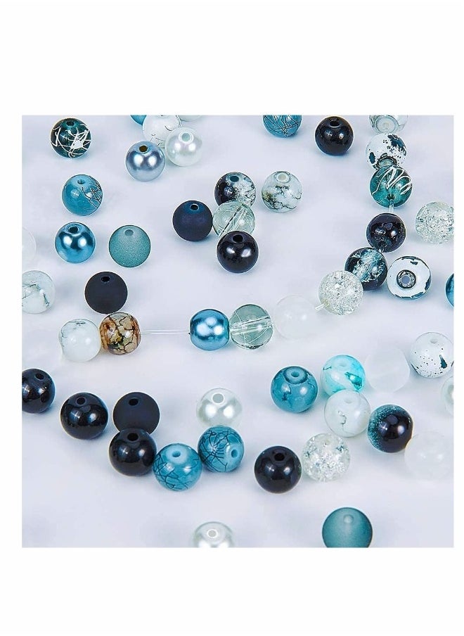 Generic - ELECDON Black White Bracelet Beads Bulk, 24 Color 8mm Round Glass Beads for DIY Bracelet Necklace Essential Oil Jewelry Making - Image 1