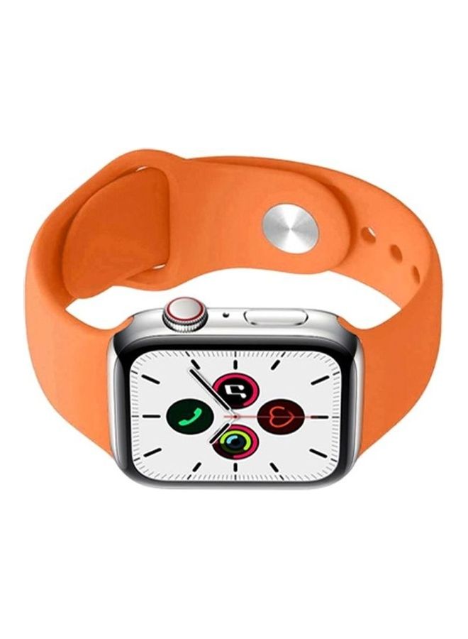 HuHa Replacement Strap Watchband For Apple Watch Series 7 45mm / 6 / SE / 5 / 4 44mm / 3 / 2 / 1 42mm Hermes Orange - Image 2