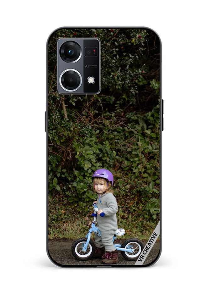 VR CREATIVE Protective Case Cover For Oppo Reno8 4G Bicycle Baby Design Multicolour - Image 1