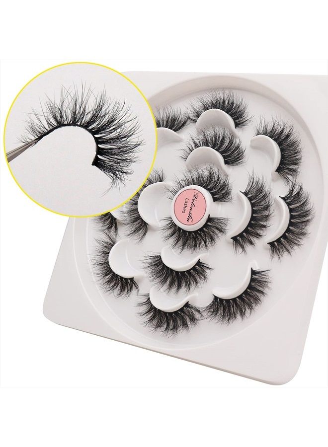 Veleasha Lashes Pack 7 Pairs Mink Lashes Look 20mm Fluffy False Eyelashes Wispy Volume 8D Eye Lashes Vegan Fake Eyelashes | Cat Eye - Image 3