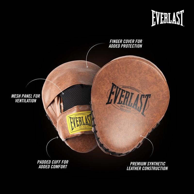 Everlast 1910 Leather Focus Mitts | Vintage Training Punching Mitts - Image 4