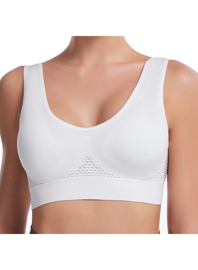 Sport Bra Mesh Hollow Hole Sports Bra Large Size Yoga Running Sports Underwear