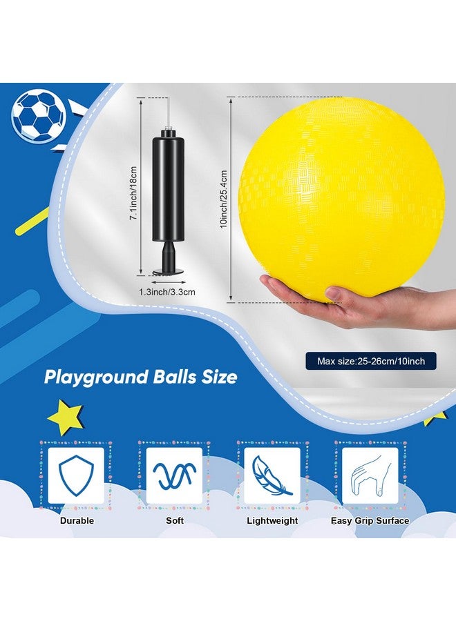 Hanaive Hanaive 6 Pcs Kickballs 10 Inch Playground Ball Rubber Inflatable Dodgeball with Pump and Storage Bag Bouncy Kickball for Adults Sports Outdoor Activities(Yellow)  - Image 2