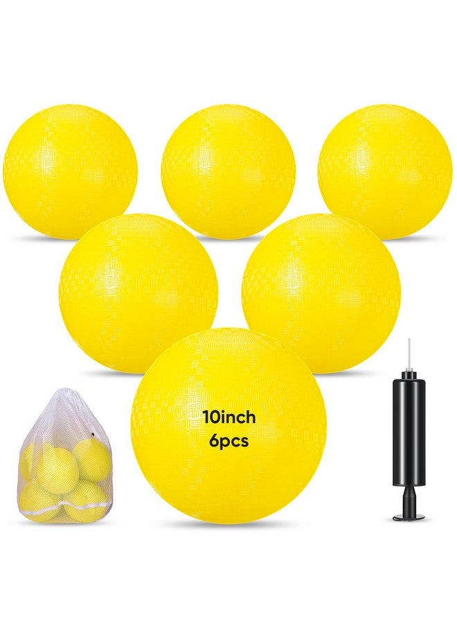 Hanaive Hanaive 6 Pcs Kickballs 10 Inch Playground Ball Rubber Inflatable Dodgeball with Pump and Storage Bag Bouncy Kickball for Adults Sports Outdoor Activities(Yellow)  - Image 1