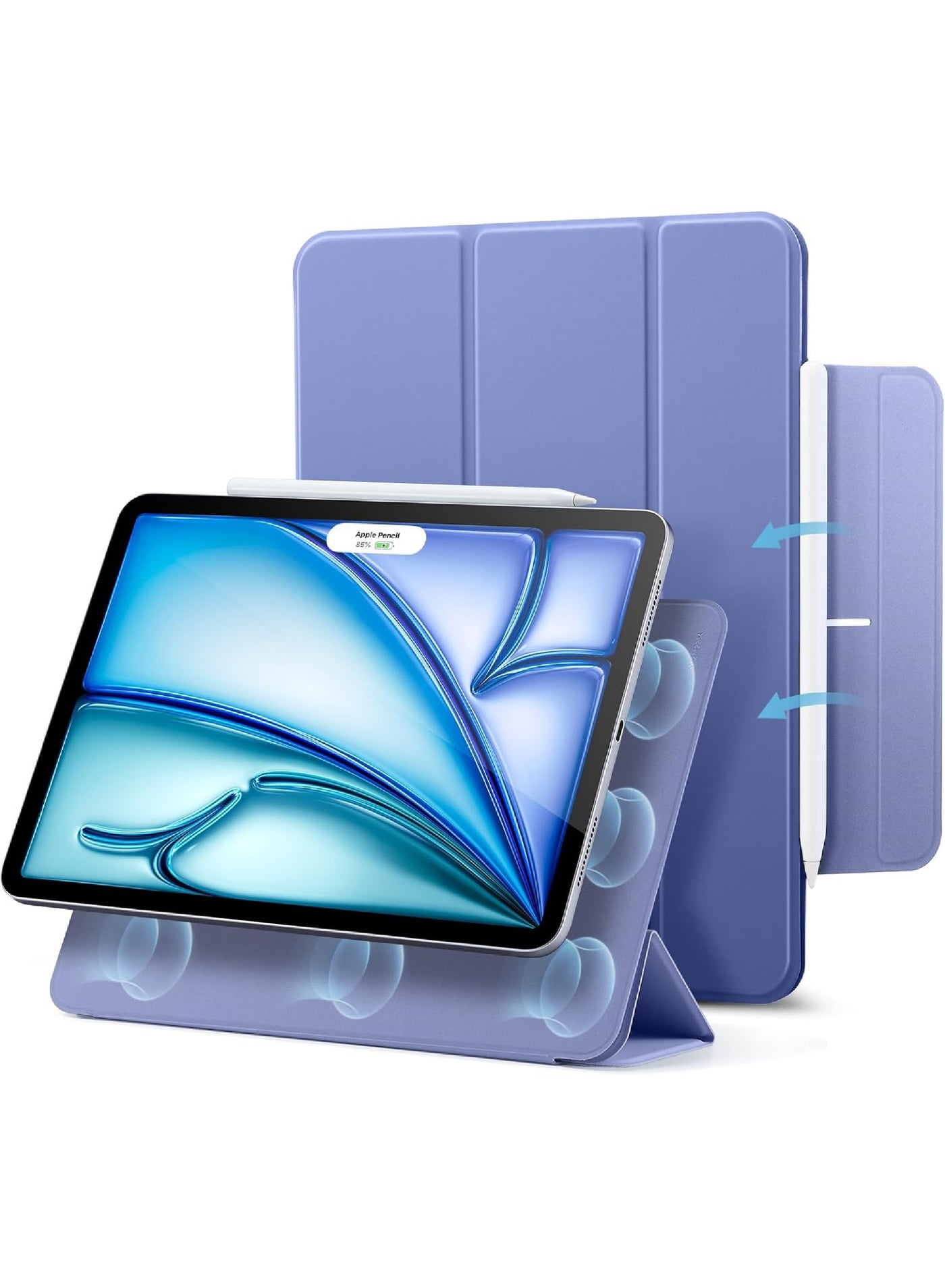 Rock Pow Magnetic Case For iPad Air 13 inch M4/M3/M2 (2026/2025/2024), Support Pencil Pro and Pencil (USB-C), Slim Trifold Stand Tablet Cover with Powerful Magnetic Attachment, Auto Wake/Sleep, Smart 