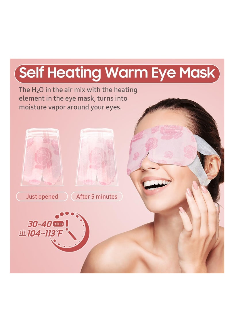 BeHoomi 30Packs Steam Eye Mask, Heated Eye Mask Warm Compress for Eyes, Self Heating Disposable Eye Masks for Home Sleep, Spa, Travel Essentials & Relaxation Gifts, Stocking Stuffers (Rose)  - Image 3
