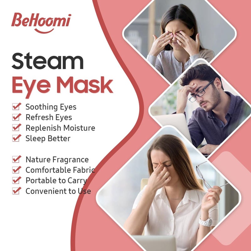 BeHoomi 30Packs Steam Eye Mask, Heated Eye Mask Warm Compress for Eyes, Self Heating Disposable Steam Mask for Home Sleep, Spa, Travel Essentials & Relaxation Gifts, Stocking Stuffers (Rose) - Image 3