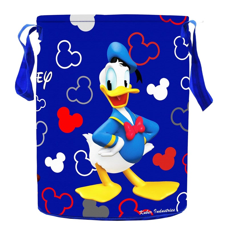 Kuber Industries Disney Print Round 2 Pieces Waterproof Cotton Laundry Bag, Toy Storage, Laundry Basket Organizer 45 L (Blue)-KUBMART11630, Standard - Image 4