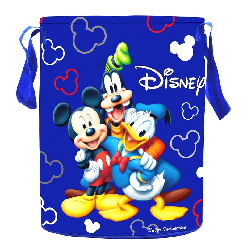Kuber Industries Disney Print Round 2 Pieces Waterproof Cotton Laundry Bag, Toy Storage, Laundry Basket Organizer 45 L (Blue)-KUBMART11630, Standard - Image 5