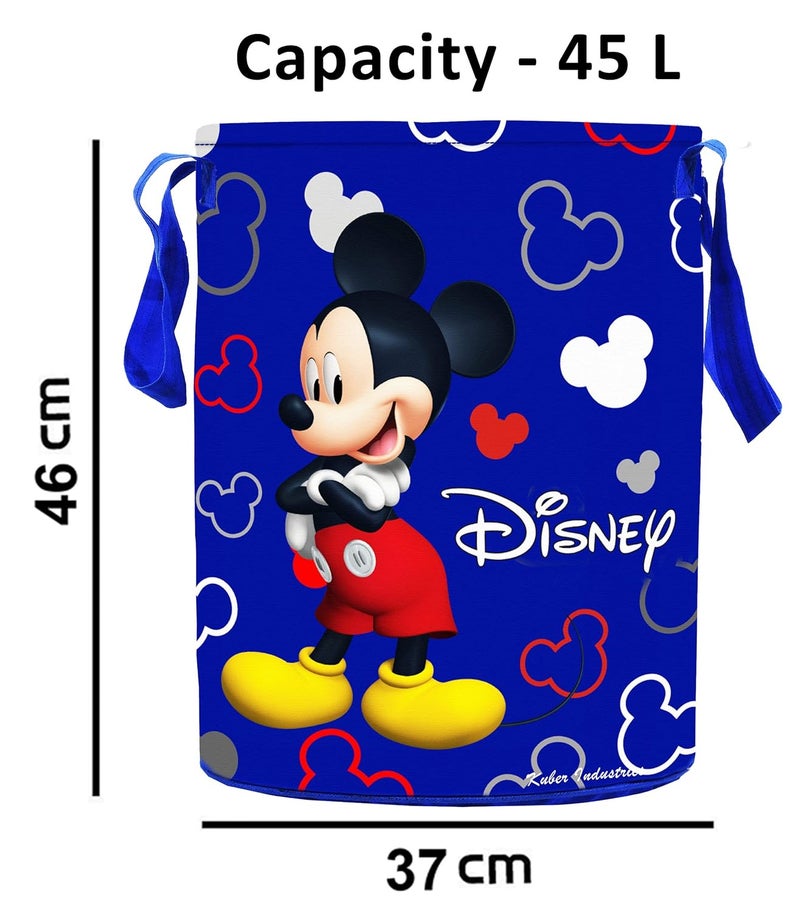 Kuber Industries Disney Print Round 2 Pieces Waterproof Cotton Laundry Bag, Toy Storage, Laundry Basket Organizer 45 L (Blue)-KUBMART11630, Standard - Image 2