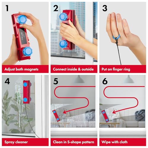 Tyroler Bright Tools Tyroler Magnetic Window Cleaner Tool | The Glider D-3 AFC Double Sided Outside Window Cleaner Fits Windows 0.1"-1.1" Thick, Adjustable Control Magnet Window Cleaner Tool, Ideal Magnetic Glass Cleaner - Image 5
