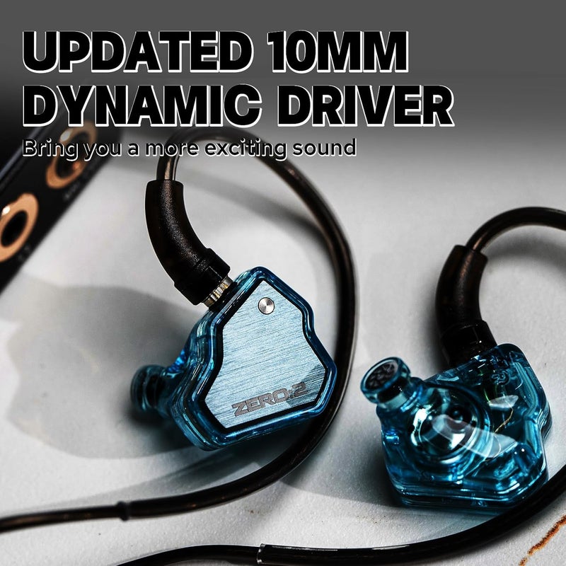Linsoul 7Hz x Crinacle Zero:2 In Ear Monitor - Updated 10mm Dynamic Driver IEM, Wired Earbuds for Musicians (Blue) - Image 3