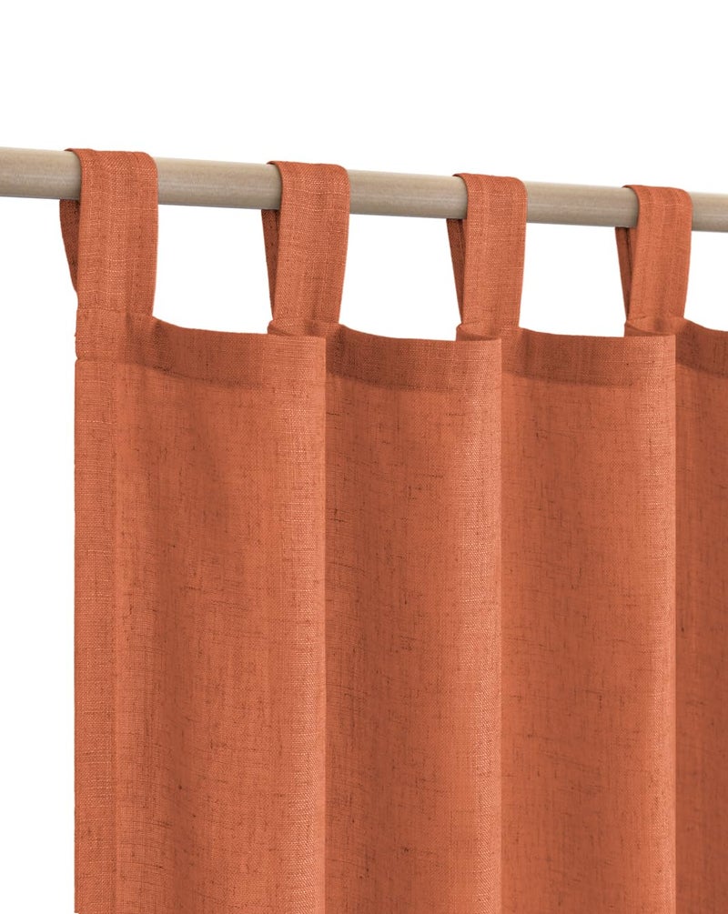 KOUFALL Fall Kitchen Curtains Farmhouse Sheer Linen Short Curtains for Bathroom Window Burnt Orange 45 Inch Length - Image 1